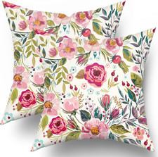Spring Summer Flower Throw Pillow Covers 18X18 Inch Watercolor Peony Pillowcase
