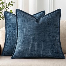 decorUhome Chenille Spring Throw Pillow Covers 18x18 Set of 2 Thick Textured Slu