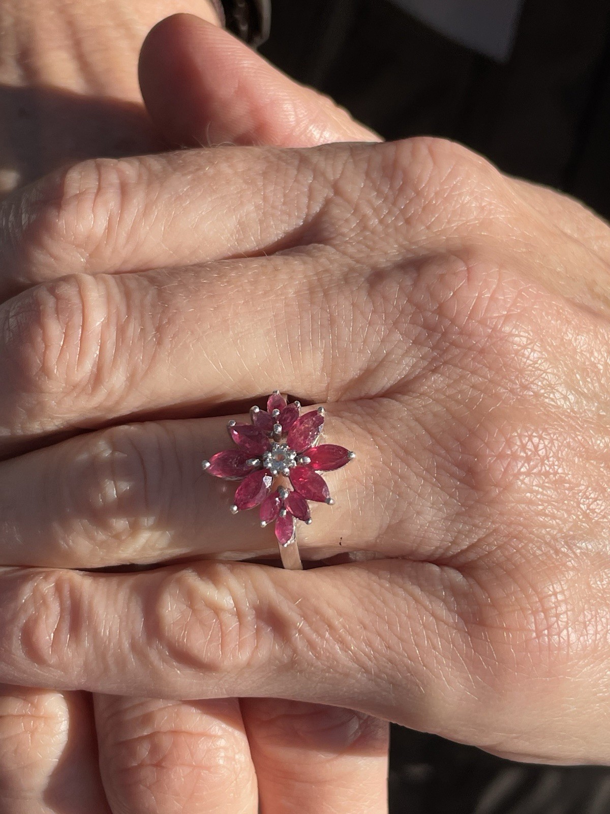 Silver Ruby & White Spinel Cluster Ring 3.1 Grams… - image 6