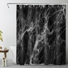 LB Black Marble Shower Curtain Abstract 60"W x 72"L Pack of 1 , Multi Color