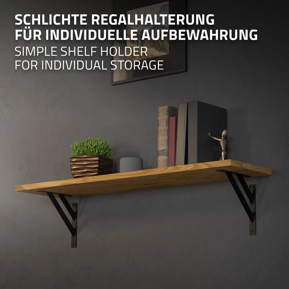 4x Soportes de estante de aluminio doble negro 240x240 mm para repisa de pared - Imagen 4 de 4