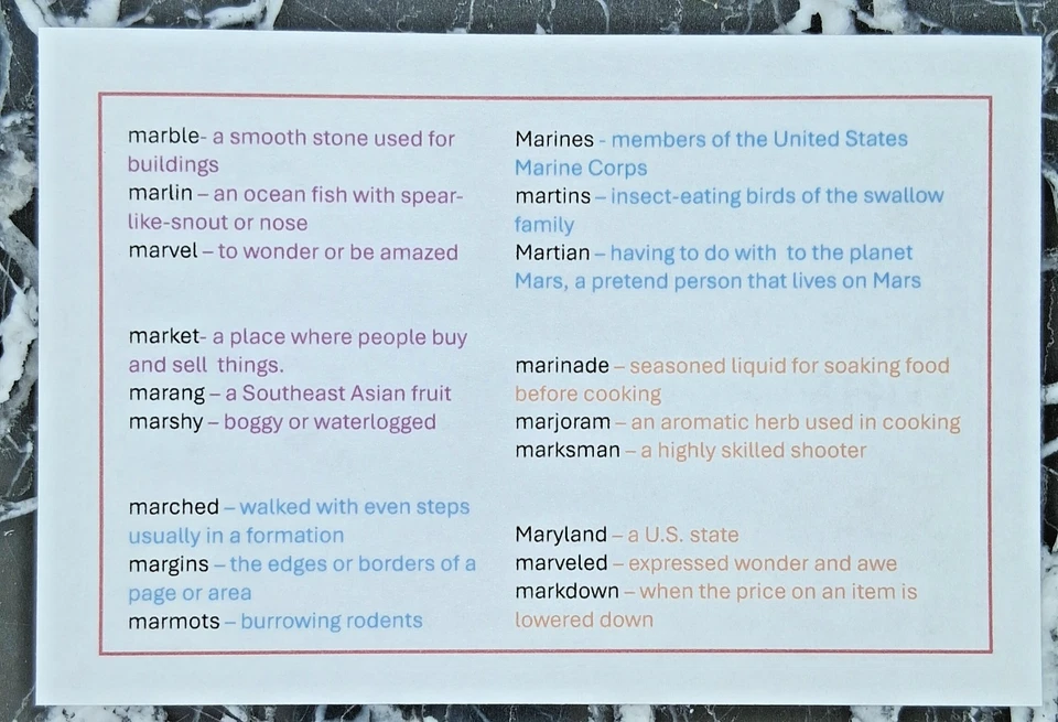 Flashcards / VOCABULARY & SPELLING / Ages 8-11/ Educational Learning Cards Foto 3 de 4