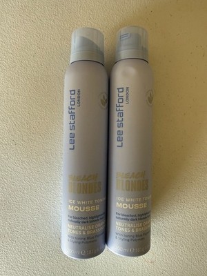 2 Pack Lee Stafford Bleach Blondes Ice White Toning Mousse 200ml 6.4oz New