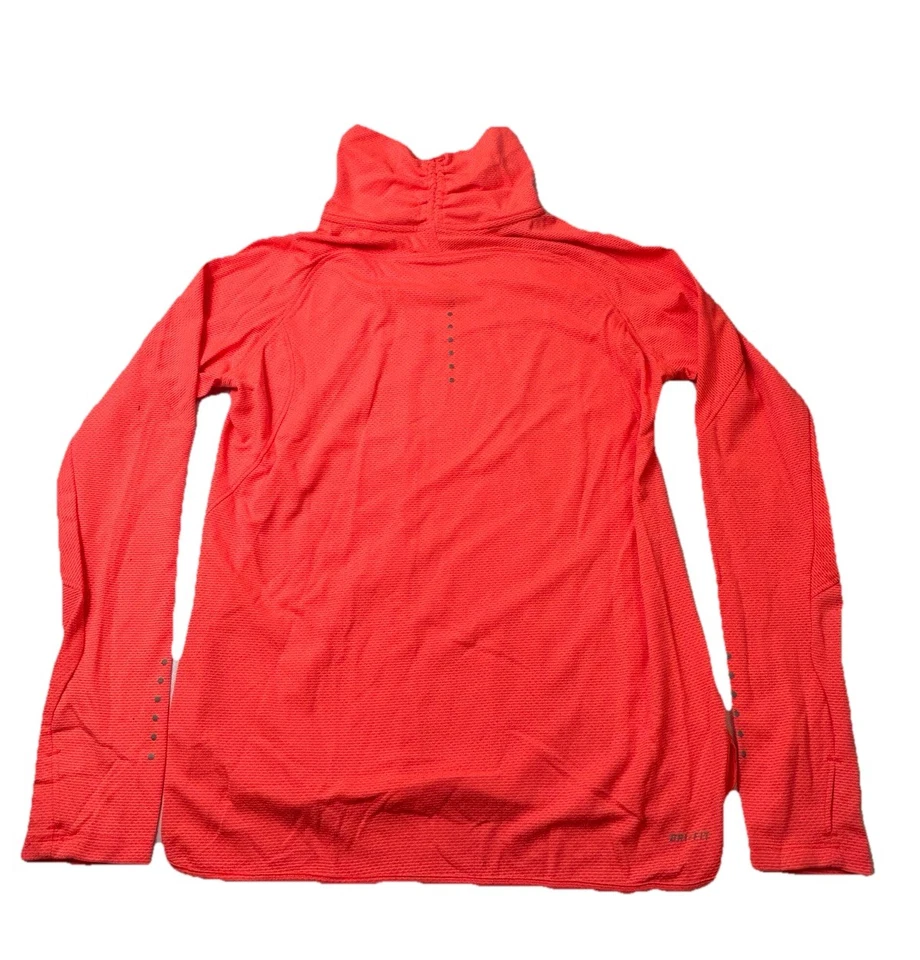 Pullover para correr Nike Dri-Fit para mujer L rosa coral manga larga cuello falso Foto 2 de 4