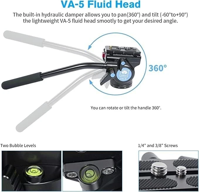 Sirui P-424FS Carbon Fiber Camera Monopod Kit, 66.3" with VA-5 Fluid Video Head - Image 4 of 4