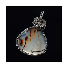 Pendant Necklace Montana Agate Cabochon Handcrafted in Argentium Sterling Silver