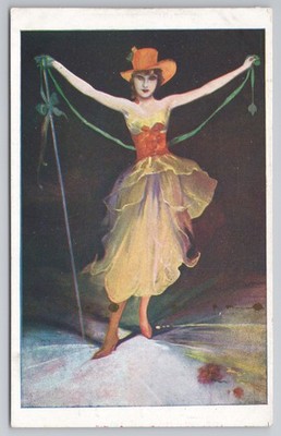 Kings Theatre Southsea Werbe Postkarte Frolics Show Harry Day 1920er Tänzerin