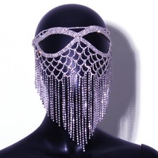 Hot Face Mask Women Cosplay Makeover Party Rhinestone Gold Prop Headpiece Prom