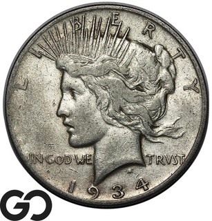 1934 S Peace Dollar Tougher San Francisco Mint Issue
