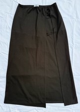Vintage 90s Black Beware Maxi Skirt Thigh Slit Built In Shorts Large