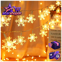 Lichterkette Schneeflocke 6M 40 LED Warmweiß 2 Modi Weihnachten Deko