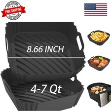 2Pcs Silicone Air Fryer Liners Reusable Square Thickened Airfryer Basket for ...