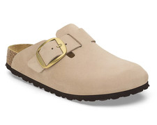 Birkenstock Boston Big Buckle Nubuck Leather Sandcastle Narrow Women's Clogs