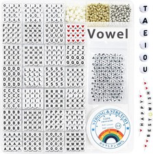 1920 Pcs Pony Beads Letters for Bracelets Making, Vowel-Rich Alphabet Kit with M