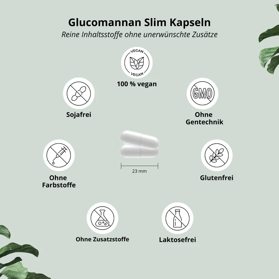 Nutri + Glucomannan Kapseln mit Chrom - 180 Slim Caps - vegan und hochdosiert - Bild 3 von 4