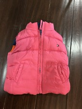 Tommy Hilfiger Pink and Green Striped Puffer Vest reversible to all pink 6-9 M