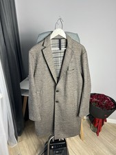 Harris Wharf London 100% Virgin Wool Long Coat Size 52 / XL Gray Overcoat Italy