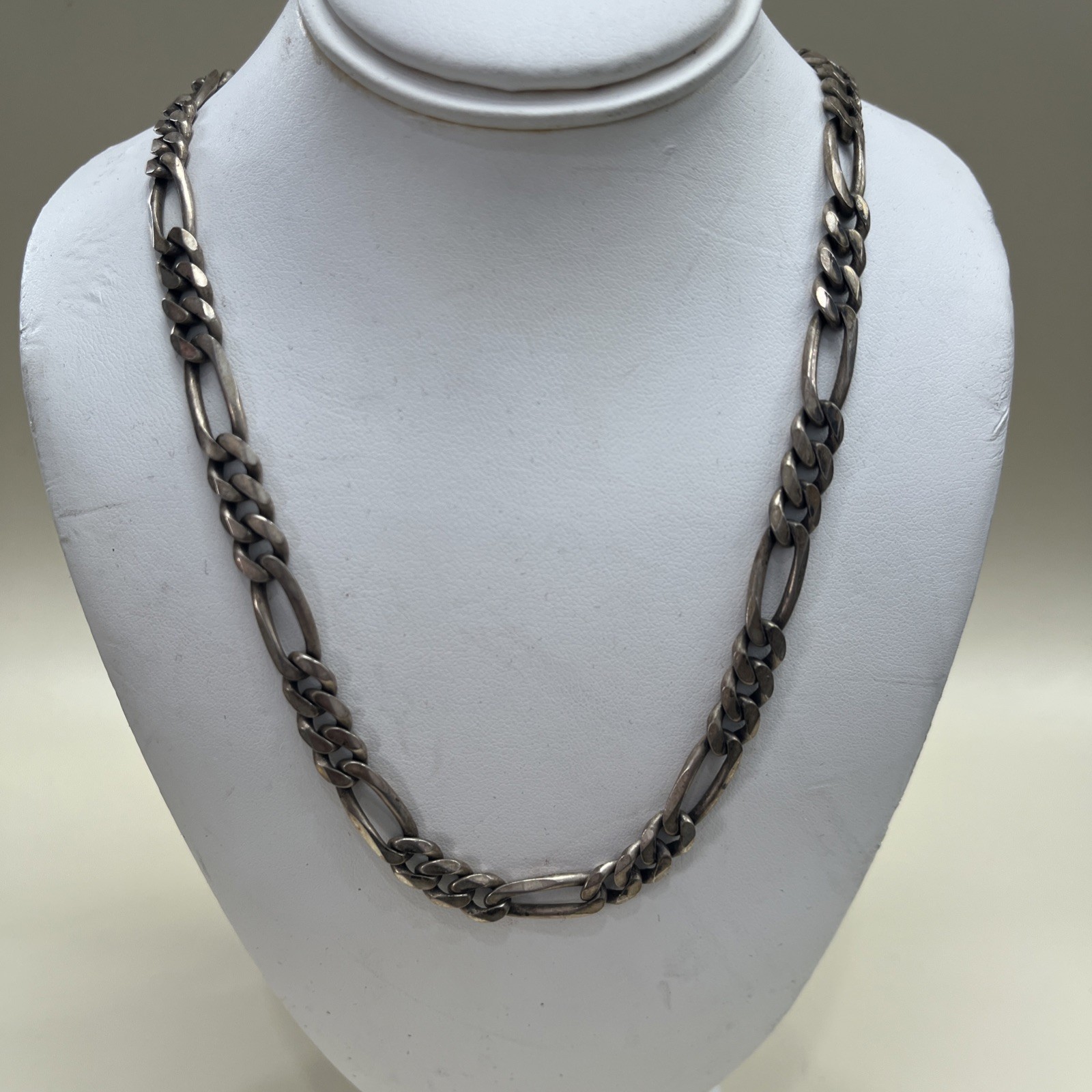 Sterling Silver Figaro Necklace. 22 inch. 38.4 grams.