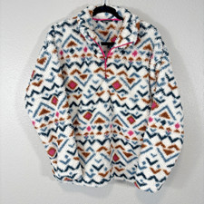 Eddie Bauer Aztec Fleece Pullover Quarter Zip Sweater Women  s Large Warm Cozy