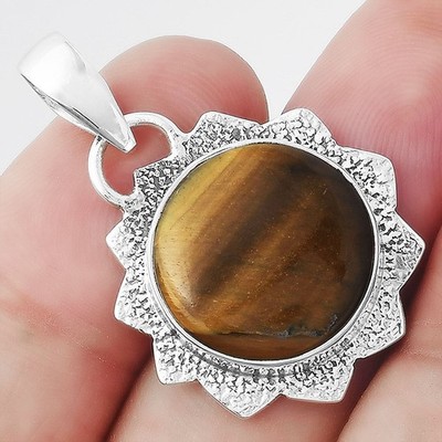 Natürliches Tigerauge - Afrika 925 Sterling Silber Anhänger Schmuck P-1205