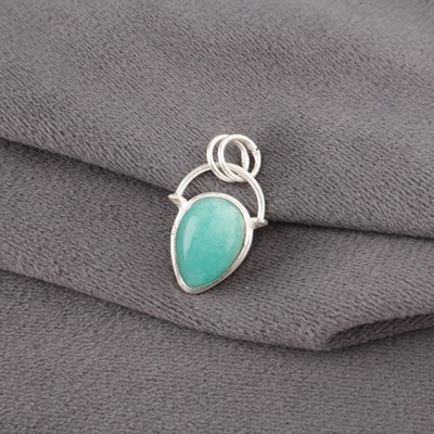 Genuine Amazonite Sterling Silver Elegant Art Deco Wife Wedding Pendant Jewelry