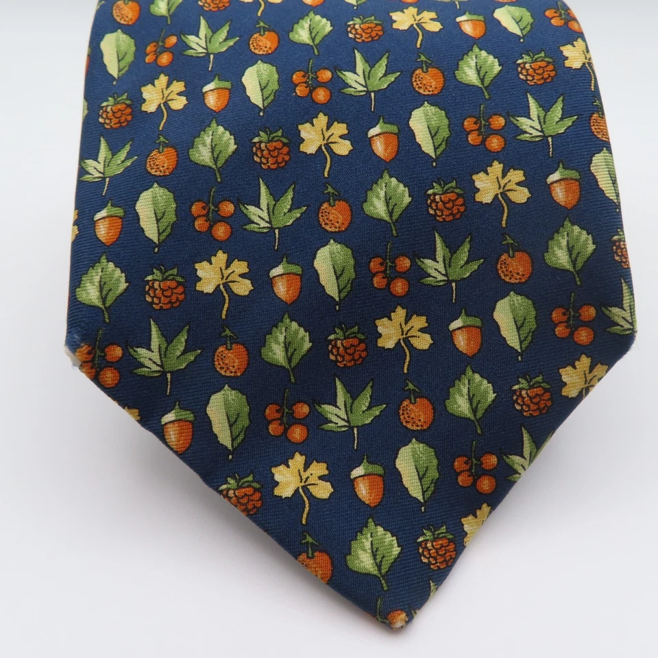 Corbata Burberry seda azul bellota otoño 3,75" ancho 56" largo Inglaterra Foto 2 de 4