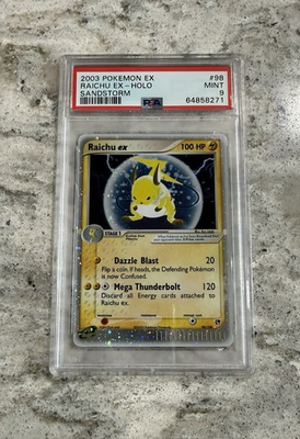#ad Pokemon 2003 Sandstorm Raichu EX Holo Ultra Rare Card #98 100 PSA 9 Mint $335.00