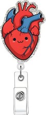 Cardiac Badge Holder Heart Retractable Reel ID Card Clip Anatomy Funny Red