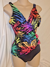 Vintage Catalina 70s Abstract Swimsuit Sz 8 Made in USA Neon One PIece 1970's