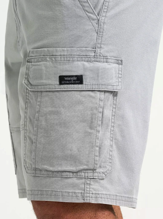Mens Wrangler Relaxed Fit Flex Cargo Shorts Gray Hidden Tech Pocket CHOOSE SIZES