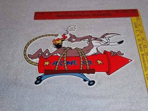 VINTAGE "WILE E. COYOTE ACME ROCKET" 11 3/4" METAL ROADRUNNER LOONEY TUNES SIGN!