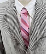 VNTG Chaps Ralph Lauren Blazer Mens 41R Wool Silk Blend Houndstooth Two Button