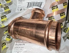 Viega 77487 ProPress 2 x 2 x 1-1/4 Copper Press Tee, Smart Connect, Zero