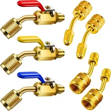 7 Pieces Air Conditioning Refrigerant Angled Compact Ball Valve 1/4 Inch 