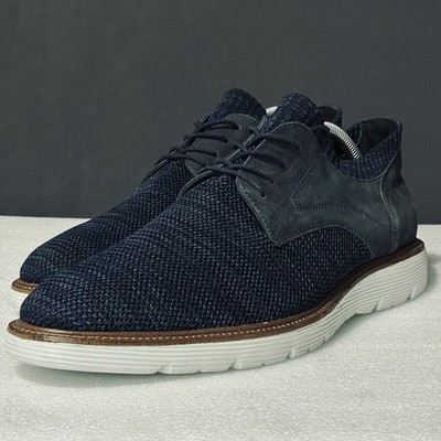 Flag LTD Shoes Casual Mens 10M Colston Leather Knit Oxfords Navy - New- No Box