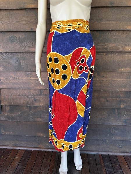 Women’s Long High Rise Straight Pencil Skirt Abstract Retro One Size Wrap Sarong