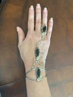 Navajo Sterling Silver Vintage Onyx Slave Cuff & Ring (sz 7.5)  27 Grams TW
