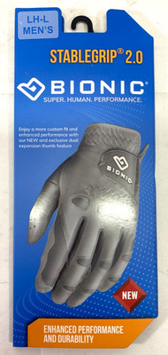 Bionic Gloves Men's StableGrip 2.0 Golf - Left - Gray - GFN2-M-L-GY-LG - NEW
