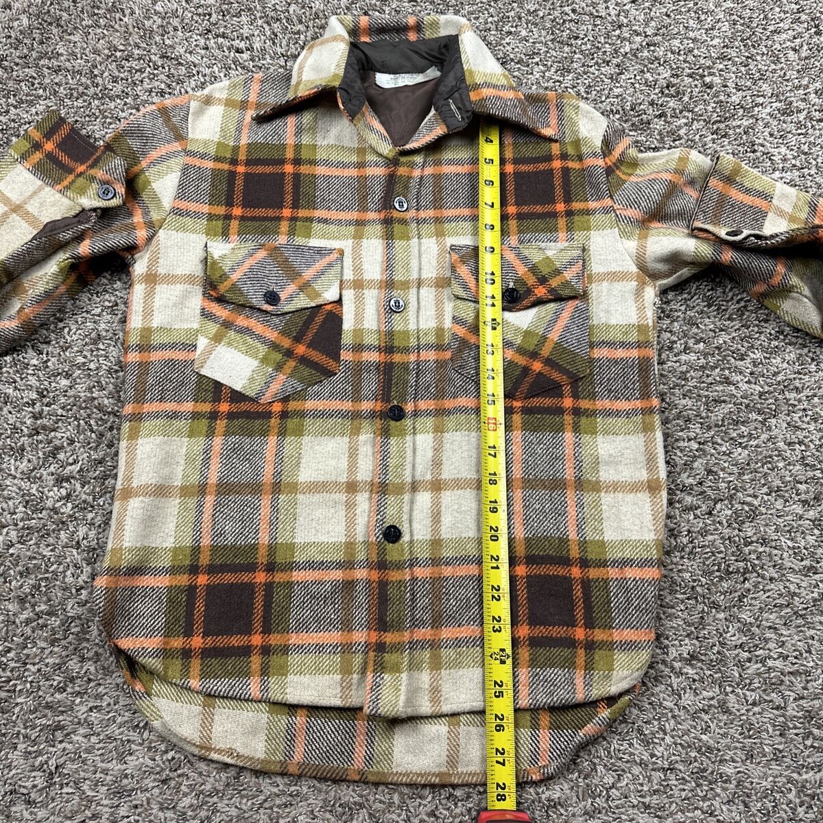 VTG 70s Plaid CPO Shirt Jacket Small Anchor Buttons Grunge VTG 70s Plaid CPO Shirt Jacket Small Anchor Buttons Grunge