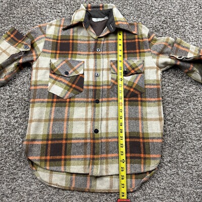 VTG 70s Plaid CPO Shirt Jacket Small Anchor Buttons Grunge VTG 70s Plaid CPO Shirt Jacket Small Anchor Buttons Grunge