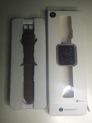 Monowear 38mm Apple Watch Strap Band Bracelet Brown Genuine