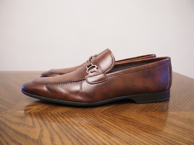 MAGNANNI Cognac Leather Buckles Stitching Low Cut Penny Loafer Shoes Size 11 M Orion II Penny Men main image 4