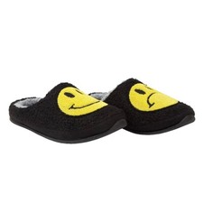 DEER STAGS Faux Shearling Emoji Slippers Black Mens 11