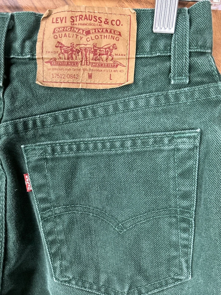 VTG 80s LEVI'S Women's High Waist Tapered Green Size 7 Jeans 17512-0842 Red Tag - Image 3 of 4
