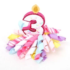 3rd Birthday Korker Hair Bow - 3rd Birthday Candle Number Hair Accessories Th...