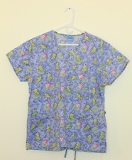 Frog Lilypad Scrub Advantage Top ties Pockets Excellent Clean Womens L colorful