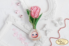 DIY Jewelry Making Beading Kit Pin Baby Tulip Brooch Bead Embroidery Needlepoint