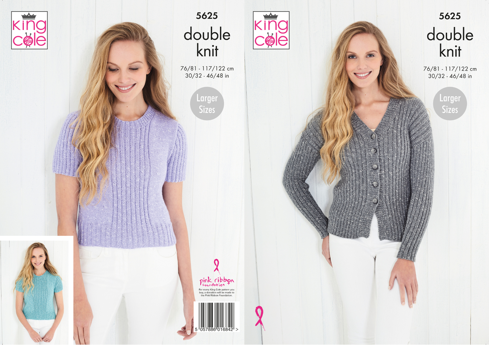 Knitting Pattern Womens Ribbed Cardigan & Top King Cole Double Knit DK 5625