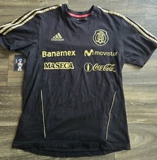 Adidas Mexico Seleccion 2011 Team Issued Training Futbol T-Shirt Black Sz Small