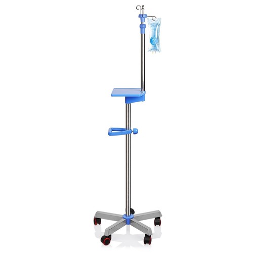 Medical IV Pole with Wheels - Stainless Steel Adjustable 57" to 79" Height IV...